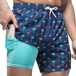arcweg Mens Swimming Trunks 2 in 1 with Boxer Liner 5.5" Quick Dry Swimwear Bathing Suit Swim Shorts with Zipper Pockets-picture-36