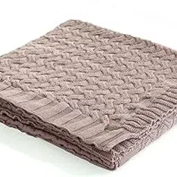 Pluchi Criss Cross Cotton Knitted All Season AC Throw Blanket in Pewter Color (125 cm x 150 cm)-picture-62