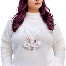 hrb club collection Cute Bunny Fur Sweatshirt for Women | HRB Club Winter Collection | Aesthetic Streetwear-picture-47