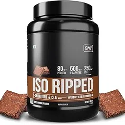 QNT ISO Ripped Whey Protein Isolate Powder | With L-Carnitine & CLA | 32g Pure Whey Isolate per Serving | Supports Lean Muscle Growth & Weight Loss | Choco Brownie Flavor, 1 Kg-image-2