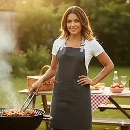 RUSTIQUE LINENS Work Apron – Stylish Cotton Apron with Rip Stop Weave, Waterproof & Breathable Membrane, Durable Tear Resistant, Chef, Kitchen, BBQ, Workshop & Gardening Apron-Forest Green-image-51