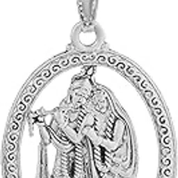 zumrut � Silver Plated Finish Goddess Radha-Krishna Pendant Necklace Religious Jewellery for Men/Women-picture-38