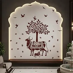 StickMe Kamdhenu, Holy Cow and Calf Wall Sticker - Hindu Religion Sacred God Vinyl Decal for Pooja Room, Bedroom, Living Room, Office & Home Decor - Self-Adhesive (Premium 210 x 210 cm)-picture-17