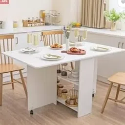 junco Engineered Wood Space Saving Folding Dining Table, Convertible with 2 Tier with Dockin Unit 6 Seater Dining Table (White)-picture-50