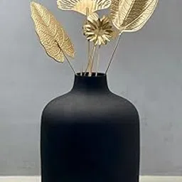 Urban Born Metal Flower vase for Home Decor and Living Room Vintage Decor Antique Decor and vase for Home décor |Textured Black (Medium)-picture-34