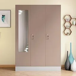 GODREJ INTERIO Almirah Slimline 3-Door Steel Almirah, Cupboard for Clothes (Alpine White and Portabella Matte), 1-Year Warranty, 7 Shelves, 1 Locker, Star Design Mirror-image-49