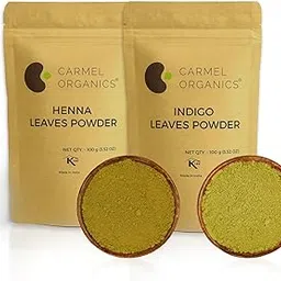 CARMEL ORGANICS Hair Color Henna & Indigo Leaves Powder Combo (100gm Each) | No Added Preservative and Additives | Non-GMO | Made By Pure And Natural Dried Leaves-image-85