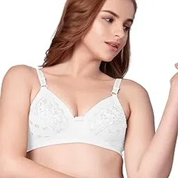 daisy dee Womens Chicken Cotton Fabric Non-Padded Wire-Free Embroidery Lace Pattern Floral Full Coverage Regular Fit Bridal/Sheer Bra - NCHRESMA-picture-39