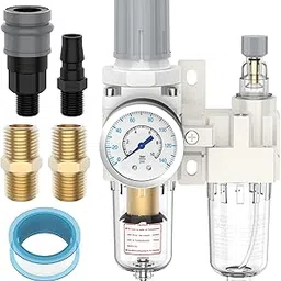 Compressed Air Filter Regulator Lubricator Combo Water/Oil Trap Separator - Gauge(0-150 psi) (1/4" NPT)-picture-27