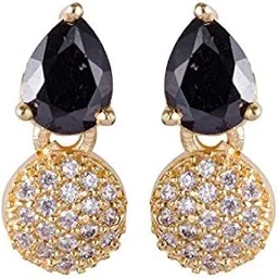 sasitrends Teardrop and Round Cluster American Diamond Gold Plated Earrings-picture-30