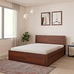 MAMTA DECORATION Sheesham Wood Quen Size Bed with Drawer Storage Solid Wooden Double Cot Bed Palang for Bedroom Living Room Home Hotels Furniture (Honey Finish)-picture-39