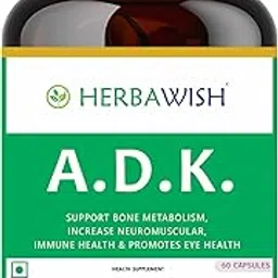 Herbawish New A.D.K. | Vitamin ADK | Vitamin A, D3 & K2 | EYE Health - IMMUNITY Booster - BONE Strength | 60 Veg. Capsules-picture-24