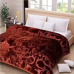 TAYCORE LIVING Mink Floral Embossed Soft Heavy Single Bed Velvet AC Blanket for Winter Korean Mink Blankets for Winter, Lightweight Kambal (Brown, Single Bed)-picture-24
