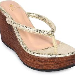 carlton london Women's Metallic Thong Wedge Sandals-picture-10