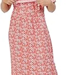 mnop Floral Print Nursing Midi Dress, Purple and Mauve, Short Sleeves, Cotton-picture-25