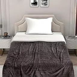 FABINALIV Brown Solid Mild Winter 600 GSM Woollen Single Bed Comforter (FLSCO-1103-Brown)-picture-19