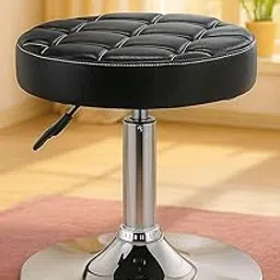 CSS Faux Leather Revolving Stool for Home, Office, Shop, Hotel, Medical, Doctor, Warehouse, Garage, Bar, Music Room, Stool for Bedroom, Dressing Table in Black Color-picture-23