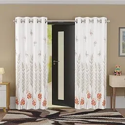 Kuber Industries 2 Pcs Polyester Door Curtains 7 Feet | Aesthetic Curtains for Bedroom and Living Room Decoration | Kitchen and Room Parda | Digital Butterfly - White-image-51