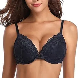 ketkar Full Coverage Push Up Non Padded Non Wire Net & Lace Combo Bra for Women and Girls_Pack of 01-picture-29