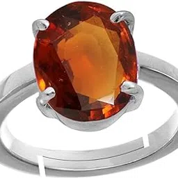8.25 Ratti 7.00 Carat Certified AA++ Natural Gemstone Gomed Hessonite Stone Panchdhaatu Adjustable Ring Silver Plated Ring for Man and Women(Lab - Tested)-image-37