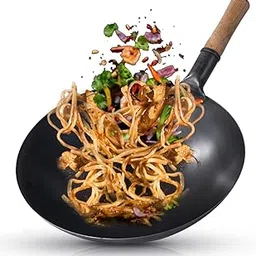 Iron Wok/Ladle | Chinese Kadai for Noodles and Fried Rice | Strong Handle | Home/Commercial/Restaurant Use | 100% Pure Iron Deep Fry Pan (13inch)-picture-42