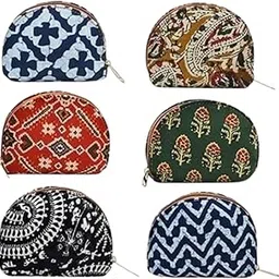 Bagsadda Printed Decorative Silk Clutch Curve Shaped Pouch with Zipper | Multi Colour Makeup Pouch for Women | Party Bag | Return Gift Potli Bag-picture-11