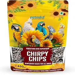 PETOSKA Sunflower Seeds | Premium Bird Food for Lovebirds & Cockatiels Seeds for Sun Conure, African Grey Parrot, Amazon Macaw Parrot, Cockatoo | Beak & Bone Health | 450 GMS-picture-30