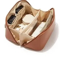 Large Capacity Cosmetic Travel Bag, Women's Makeup Travel Bag Portable Leather Cosmetics Bag, Makeup Storage Bags with Handle and Divider, Wide Opening Cosmetic/Makeup Organizer| SB-P13675-picture-12