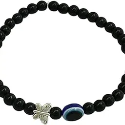 high trendz Divine Black Glass Beads Evil Eye Stretchable Anklet for Women and Girls-picture-21