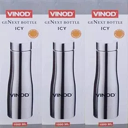 Vinod ICY Stainless Steel Fridge Bottle, 1L, Set of 3 image 1
