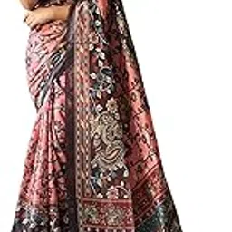 sgf11 Women's Cotton Linen Kalamkari Silk Printed Saree With Blouse Piece-picture-53