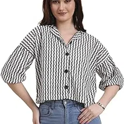 civamee Women's Poly Cotton Blend Solid Pattern Cuban Collar Full Sleeves (C1746)-picture-42