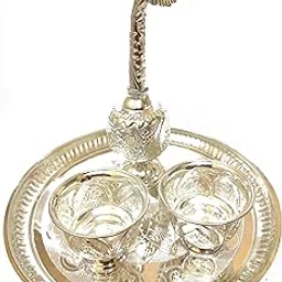 Samukkaras Fashions German Silver Welcome Set for Marriage Wedding and other Family Functions(Pack of 4)/ Kumkum Bowls Paneer Sprinkler with Plate/chandal bowl/Haldi and kumkum bowls/Paneer Dani-picture-13