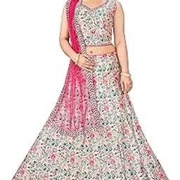 ethnictree Women's Fully Stitched Hand-Work With Digital Print Lehenga, Choli With Net Dupatta-picture-16