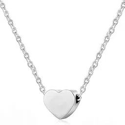 Inites Sterling Love Heart Choker Necklace Simple Small Mini Heart Pendant, Tiny Heart Charm Pendant Locket Necklace With Clavicle Chain for Women's and Girl's-picture-35
