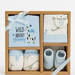 Nestlooms 4 pcs Baby Clothing Gift Set - Blue Giraffe Love-picture-13