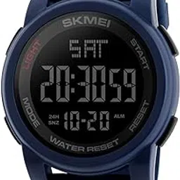 skmei Men's Digital Sports Wrist Watch LED Screen Large Face Electronics Military Watches Waterproof Alarm Stopwatch Back Light Outdoor Casual Black Watch - 1257 image 1