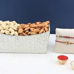 SFU E Com Set Of 2 Rakhi With Dry Fruit Hamper For Rakshabandhan Gift | Dry Fruit And Rakhi For Brother | Dry Fruit Basket Hamper | 112-picture-14