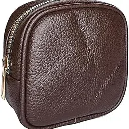 CARTBRINK Small Lipstick Pouches for Women Mini Travel Bag Travelling Jewellery Keychain Coinpouch Mini Pouch (Brown, Small)-image-1