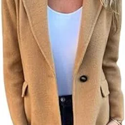 elaccent Women's Winter Wool Jacket Lapel Collar Button Closure Full Sleeve with Pocket-picture-25