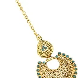 aadita Elegant Women's Alloy artificial beads Jewelry Lightweight and Durable Design 1 Mangtikka Wear Weddings and Festive Occasions (MGT6251_Blue)-picture-39