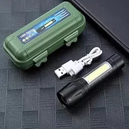 ODIN_Mini Rechargeable USB Tourch Light| Pocket Tourch for Emergency Use| with Flashlight Zoomable 3 Modes USB Charging Torch Light, [Metal Black]-picture-26