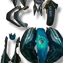 Balaji Auto Parts FZ S V2 Bike Body Kit, Complete Body Panel Kit, Black and Blue image 1