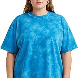 juneberry Cotton Blend Tie & Dye Round Neck Half Sleeve Plus Size Printed T-Shirt for Women & Girls-picture-10