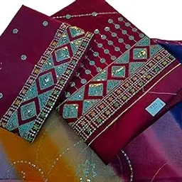 Traditional Rajasthani Maroon Cotton Langha Choli, Sequined Geometric Pattern, Poshak Style-picture-23