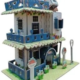 3D DIY Cardboard House Puzzle Kit, 4 Pieces, Building Theme, Ages 4-8, Multicolour, 30 x 25 cm-image-52