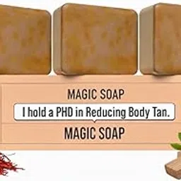 Magic ghar Soap Sandalwood & Saffron Ghar Magic Acidec Bath Soap, Paraben Free, Handmade, Skin Brightening, 100g Each, (3 Soap)-image-42