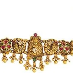 kushal's Fashion Jewellery Ruby-Green Oxidised Gold Plated Ethnic 92.5 Pure Silver Temple Bajuband - 416482-picture-27