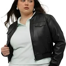 perfect productions Chic PU Leather Crop Jacket for Women | Trendy Fit Design Jacket image 1