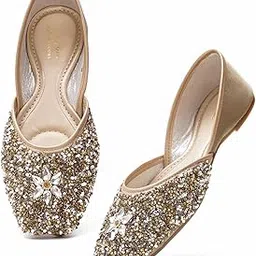 jm looks 1 Designer Punjabi Jutti for Women | Stone & Pearl Embellished Mojari for Brides & Special Occasions-picture-30